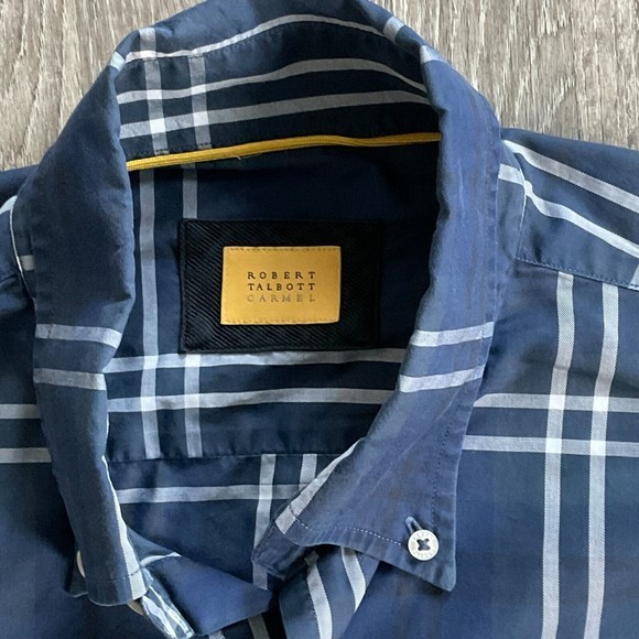 Robert Talbott Carmel Mens‎ Button Up Shirt Size L Blue Plaid Cotton Pocket - Picture 2 of 6